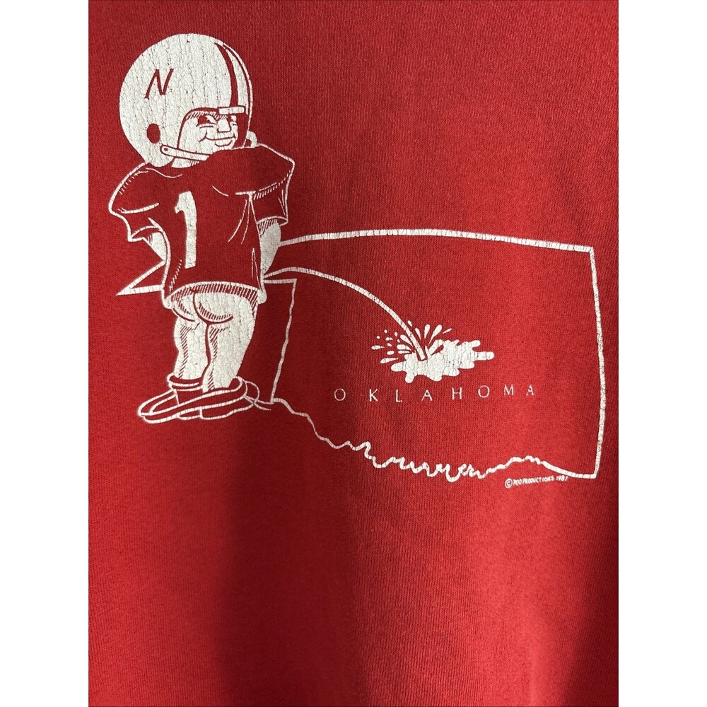 VTG 1980s Nebraska Cornhuskers Oklahoma Sooners Sweatshirt Fruit of the Loom M - Picture 2 of 7